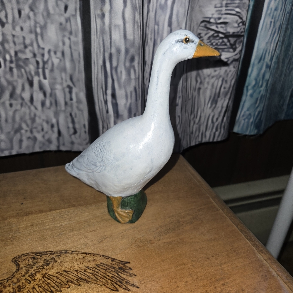 White Goose Figurine with Orange Beak